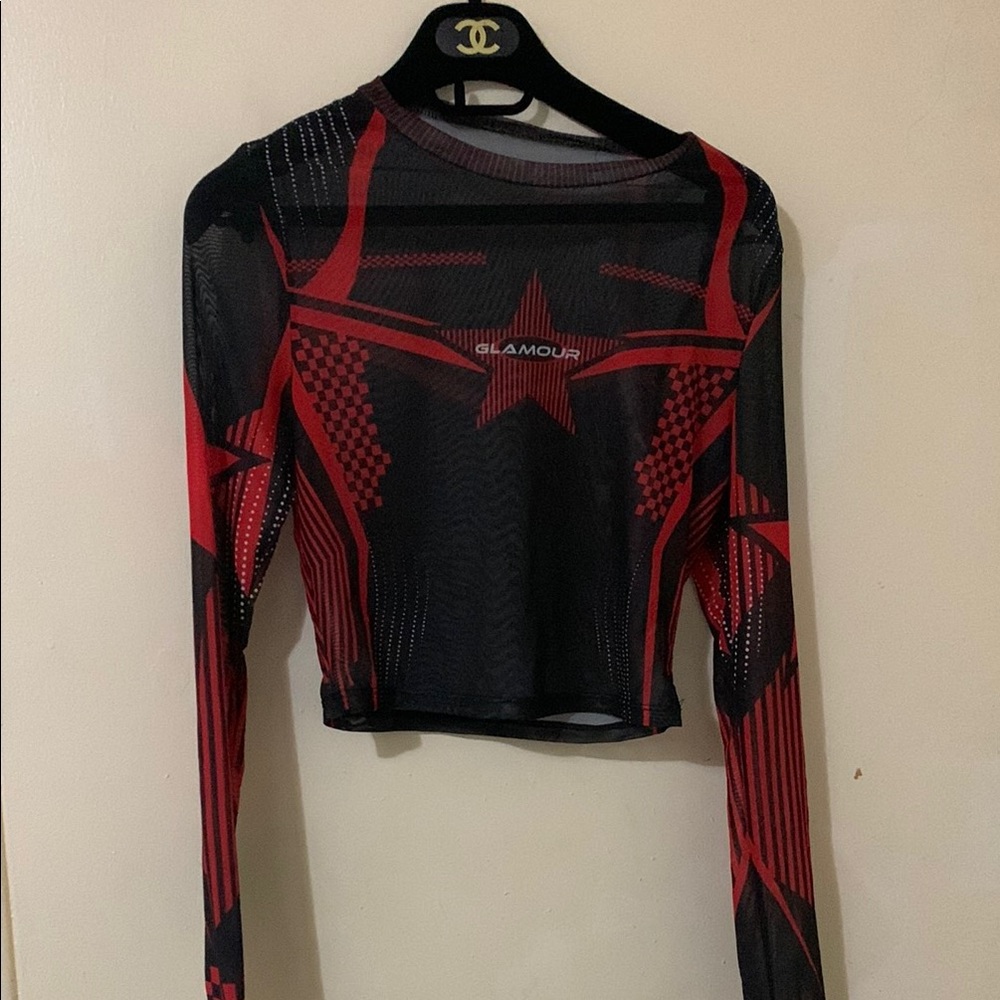 SHEIN Black and Red Fitted Crop Top